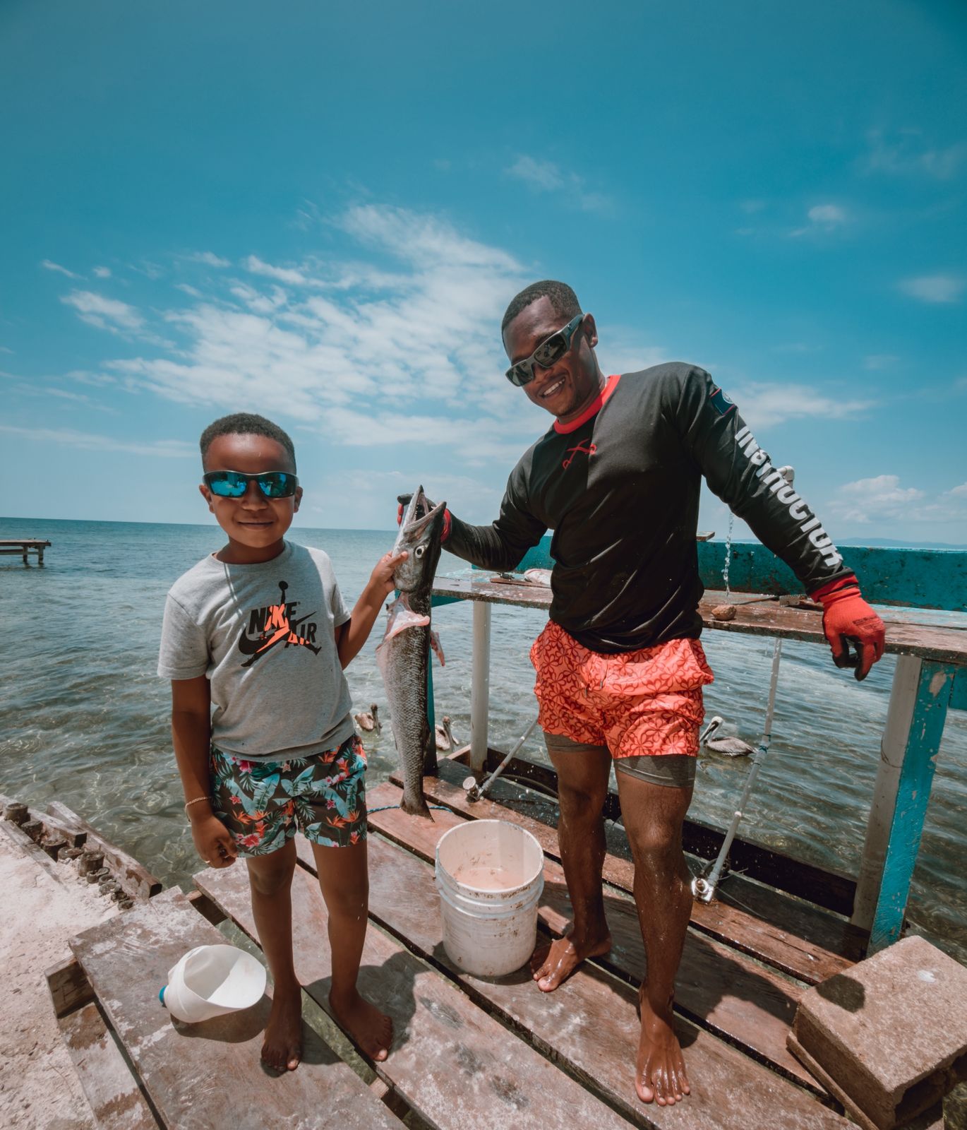 Wooden tour boat cruising Caribbean waters